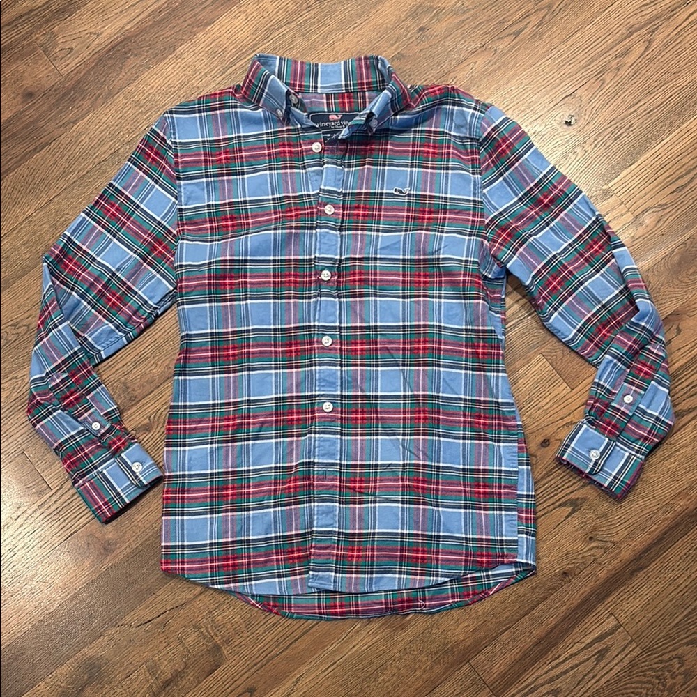 Vineyard Vines Blue and Red Plaid Button Down Shirt